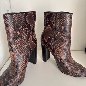 Snakeskin Patterned Ankle Boots